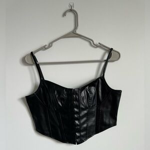 Black Faux Leather Corset Top